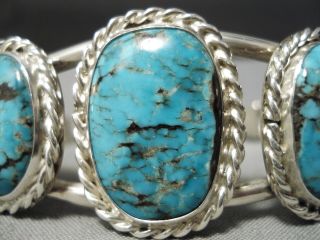 Very Rare Vintage Navajo Blue Thunder Turquoise Sterling Silver Bracelet Old