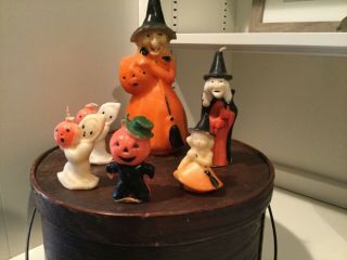 Vintage 1950 Gurley Halloween Candles Including Rare Large Witches,  Ghost Girl,