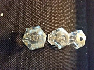 3 Old Clear Glass Drawer Pulls 1 1/4”