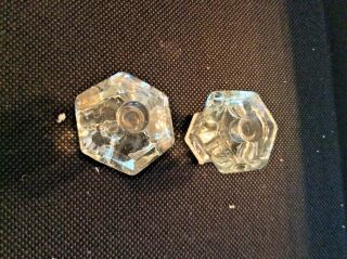 2 Old Clear Glass Drawer Pulls 1 1/2”