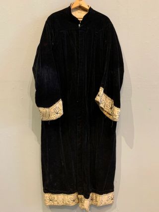 Antique Odd Fellows Black Velvet Priest Costume Robe