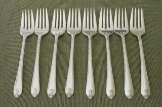 EXQUISITE Wm Rogers & Son silverplate 8 SALAD FORKS 6 3/4 