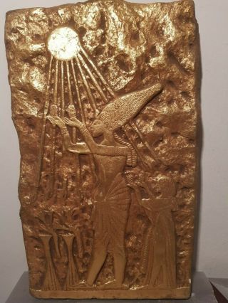 Rare Antique Ancient Egyptian Stela King Akhenaten Nefertiti God Sun1353–1336bc