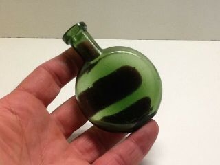 Small Antique Hunter Green Flask Type Perfume Bottle.