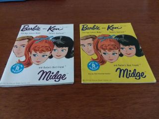 Vintage 1962 Barbie Ken And Midge Yellow And White Fashion Booklets Catalogs X 2