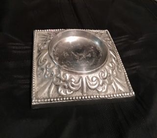 Rare Stetson Vintage Silver Metal Decorative Square Candle Holder