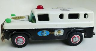 Rare Marusan Ford Patrol Car Tin Lithographed Friction & Sound Toy 8 1/2 " Japan