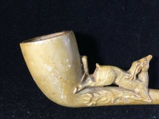 Antique German Meerschaum Pipe with Carved Dear 2