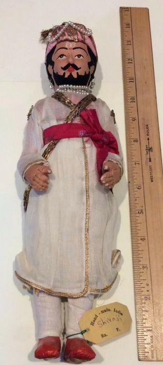 Vintage/indian,  Hindu,  Hindi,  Groom Souvenir Doll.  Hand Made In India.  Shivaji.