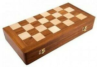 Antique Hand Made Sheesham Wood Carved Box Type Chess Board