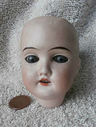 Antique German Gebruder Kuhnlenz 165 Bisque Doll Head 6 1/2 " Circumference