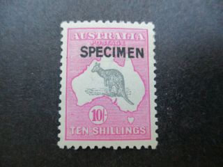Kangaroo Stamps: 10/ - Pink Specimen 3rd Watermark Rare (c227)