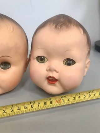 5 EXTRA LARGE Vintage Creepy Baby Doll Heads Halloween Craft Sleepy Eyes 7” Tall 2
