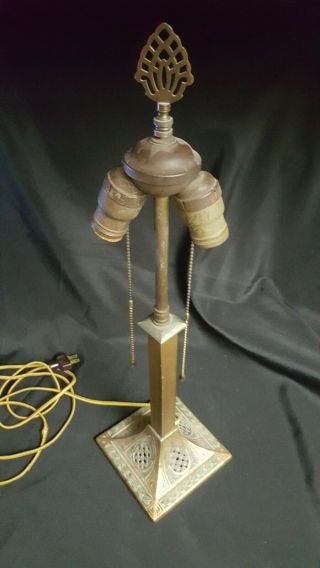 Antique 22 " Cast Metal Art Deco Table Lamp Meteor Double Socket