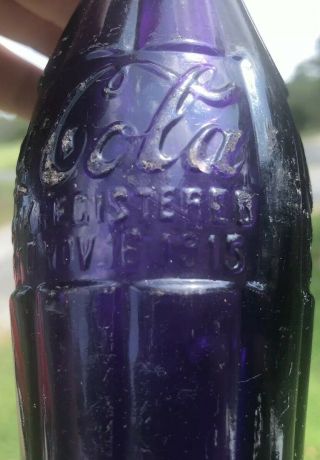 Rare Amethyest 1915 Coca Cola Hobbleskirt Bottle Birmingham Alabama Ala 3