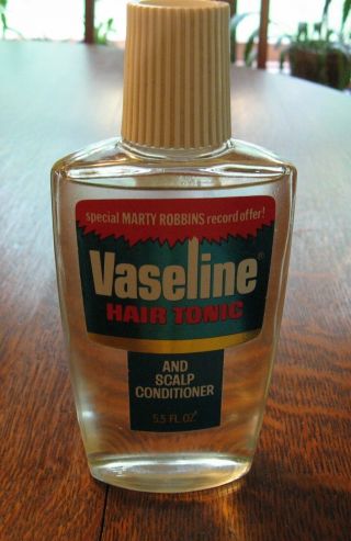 Vintage 1974 Vaseline Hair Tonic 5.  5 Fl.  Oz W/rare Marty Robbins Lp Offer