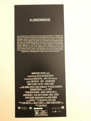 RARE Joker Movie Premiere Ticket 2019 Batman Joaquin Phoenix Film LAST ONE 2