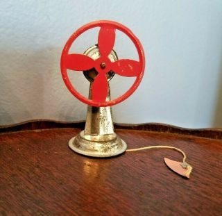 Rare Vintage Tin Toy Miniature Rotary Table Fan 2 3/8 " Ray Rohr Cosmic Artifacts