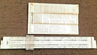 Vintage Rare Pickett Model 80 Slide Rule - With Instructions Pre - Owned,  Math