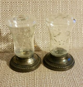 Antique F B Rogers Silver Co Salt & Pepper Glass With Weighted Sterling Base