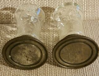ANTIQUE F B ROGERS SILVER CO SALT & PEPPER GLASS WITH WEIGHTED STERLING BASE 2