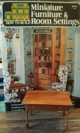 Dollhouse Miniature Vintage Wood Table,  Book By Judy Beals Igma