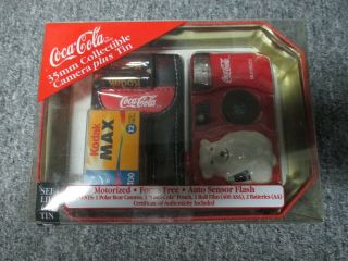 Very Rare Vintage Coca Cola 35mm Flash Camera Year 2000 With Tin,  Film,  And Case