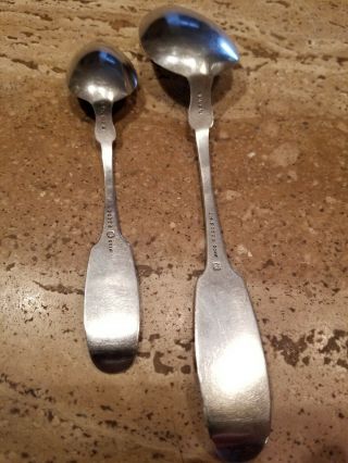 J.  H.  Potts American Coin Silver Large Serving Spoon & Matching Teaspoon 2