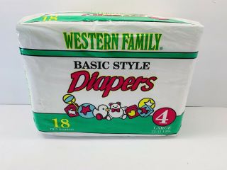 Vintage Western Family Size 4 Basic Style Disposable Diapers Opened Pack Rare