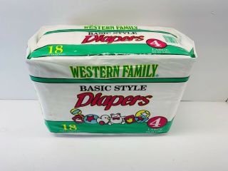 Vintage Western Family Size 4 Basic Style Disposable Diapers Opened Pack RARE 2