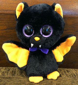Rare Beanie Boo Baron 6” Ty Big Eyes Black & Orange Vampire Bat Halloween