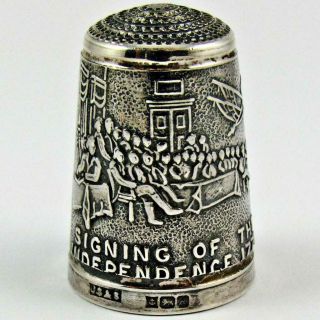 1976 Declaration Of Independence Bicentennial English Sterling Silver Thimble