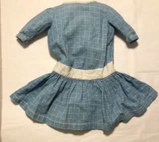 Great Antique Cotton Blue & White Check Child Doll Dress 3