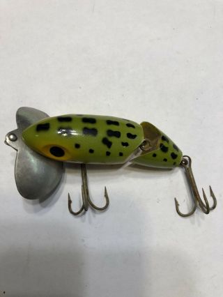 Vintage Fred Arbogast Jointed Frog Pattern 3” Jitterbug Fishing Lure