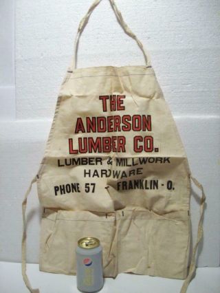 Nos Antique Anderson Lumber Company Canvas Nail/carpenter Apron Franklin,  Ohio