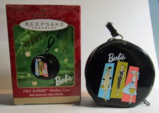 Vintage Barbie Hatbox Zippered Case Christmas Ornament 2001