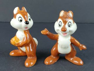 Vintage Disney Japan Chip And Dale Chipmunk Figurine 3 " Porcelain Set Of 2 Rare