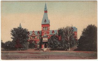 1908 Ithaca Ny Sage College Cornell University Rare Hand Colored Old Db Postcard