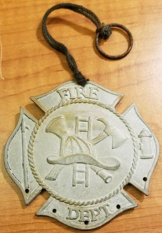 RARE Vintage FIRE DEPARTMENT Helmet Badge Decorative Medal Memorabilia 1920 - 40s 2