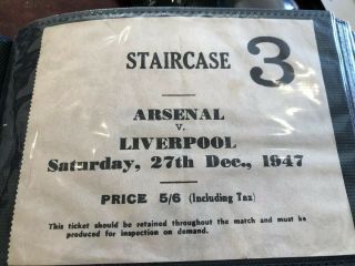 Arsenal - Early Rare Post War Ticket - League V Liverpool 27th December 1947