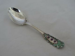 Vintage Sterling Silver,  Enamel & Jewels 1902 Souvenir Spoon