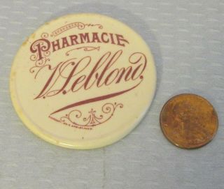 Antique French Celluloid Advertising Pocket Mirror Pharmacie Leblond Paris 2 "