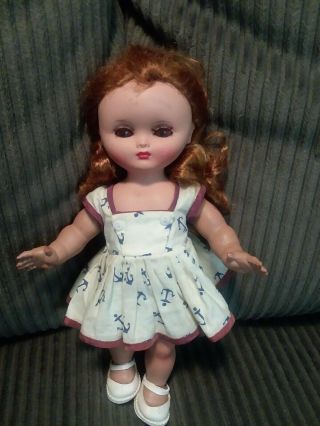 Vintage Bella Doll Hard Plastic Made In France Sgdg Brown Eyes Long Lashes 10 "