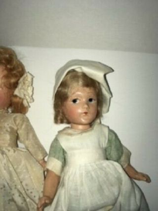 Vintage 1940 - 50 Composition Girl & Nurse Doll With Outfit 11 "