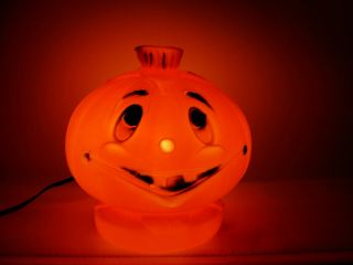 Vintage Rare Pumpkin Halloween Blow Mold Light Up Jack - O - Lantern.  Adorable Face