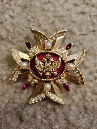 Treasures Of The Czars 1995 Volunteer Brooch Pendant Maltese Cross Very Rare