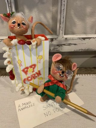 Annalee Mobilitee 1997 Mouse In Popcorn & Writing Santa Letter Christmas Decor