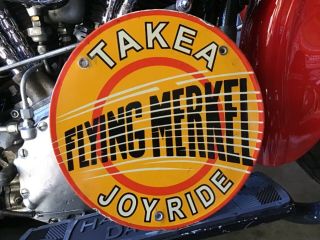 Rare Vintage Porcelain Flying Merkel Motorcycles Sign Harley Indian Excelsior