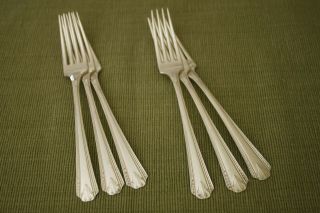 Casino Vernon Silver Plate Oneida Art Deco 6 Dinner Forks 6 7/8 "