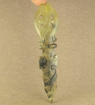 5.  8 " Carved Dancer Figure Chinese Old Jade Decoration Sword